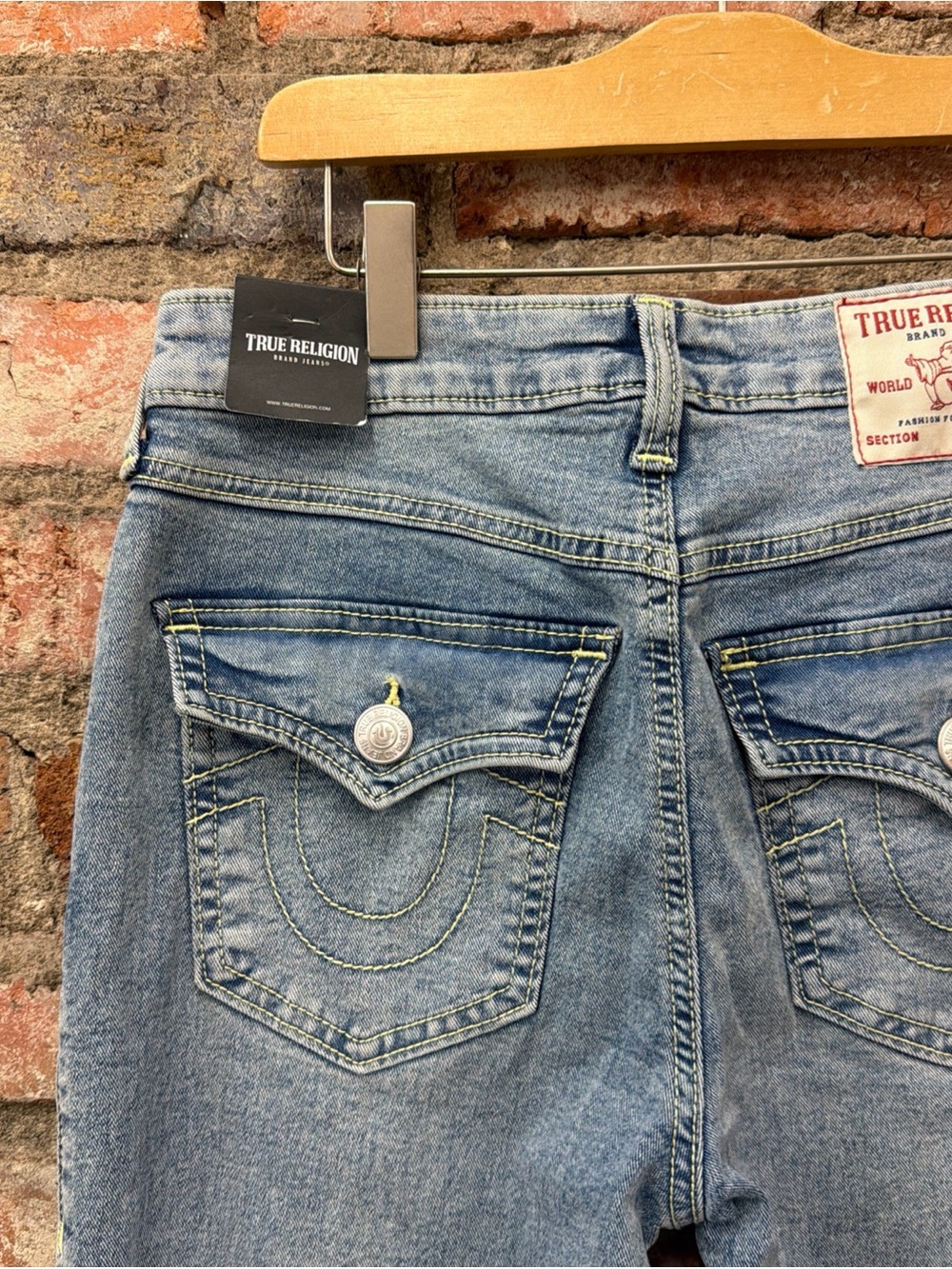 True ReligionY2K style Classic Light Blue Flare Jeans with Signature Back Pocket - Picture 5 of 9